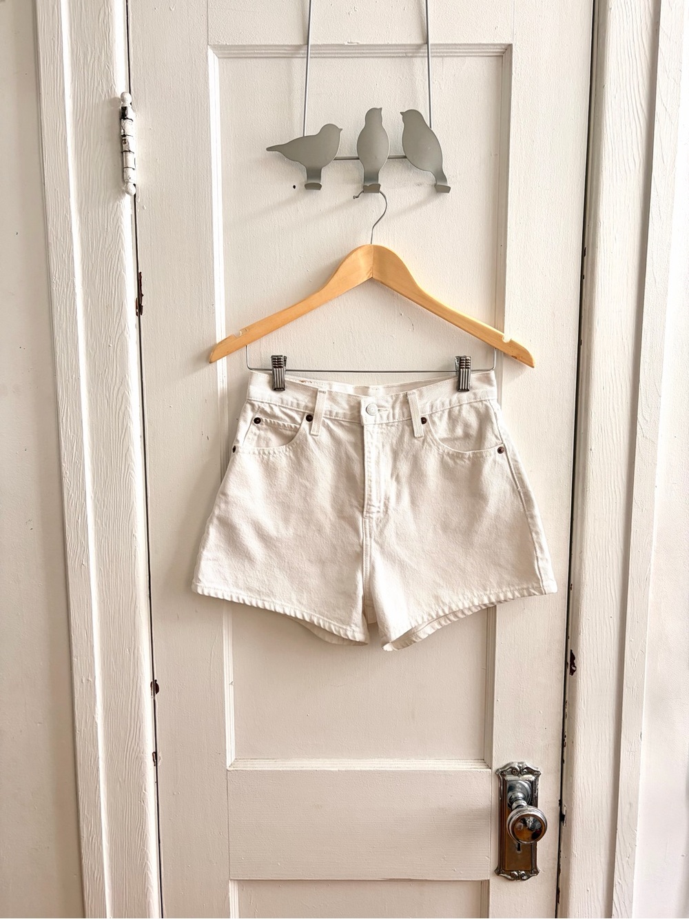 Levi's White ‘80s Mom High-Rise Denim Shorts